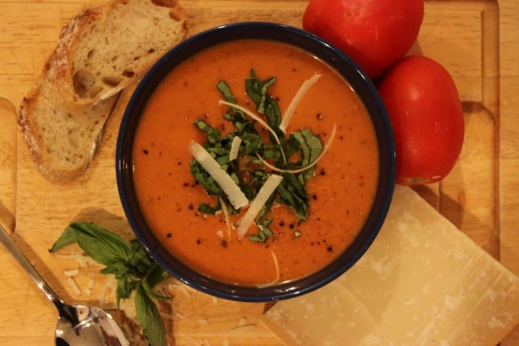 Creamy, Light Basil Tomato Soup