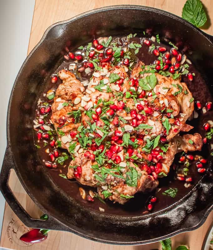 Rosewater Pomegranate Chicken with Fresh Mint