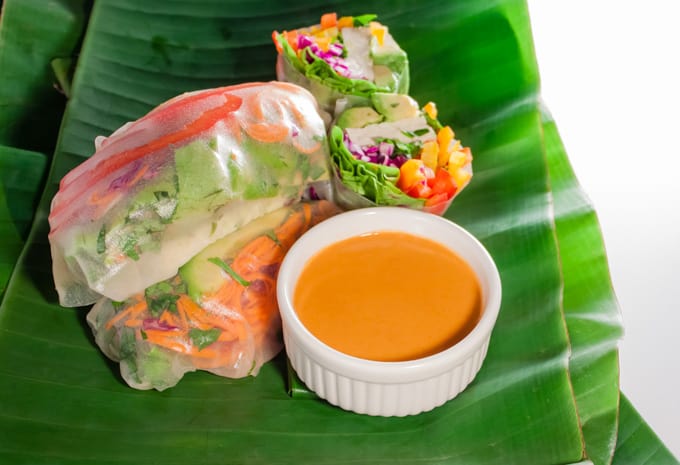 Vietnamese Summer Rolls with Spicy Peanut Sauce