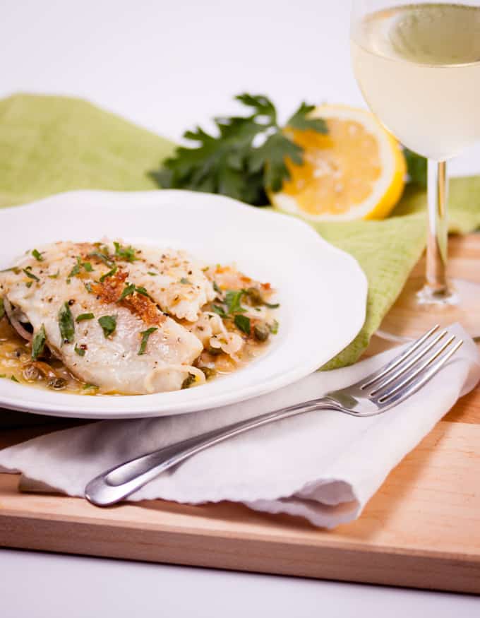 Tilapia in White Wine Caper Sauce