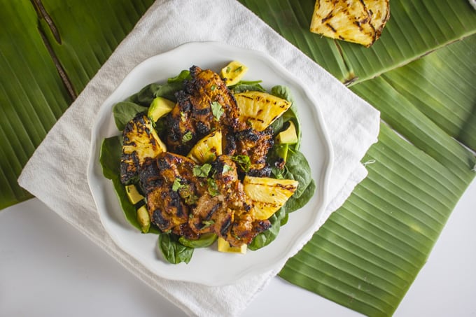 Indonesian Grilled Chicken and Pineapple Salad<br />with Peanut Dressing