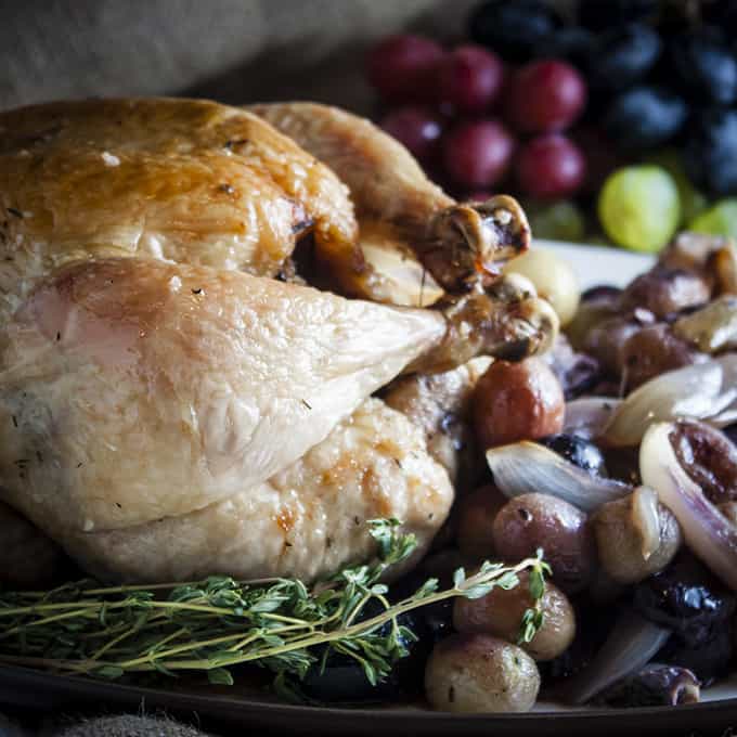 Roasted Chicken with Grapes and Shallots