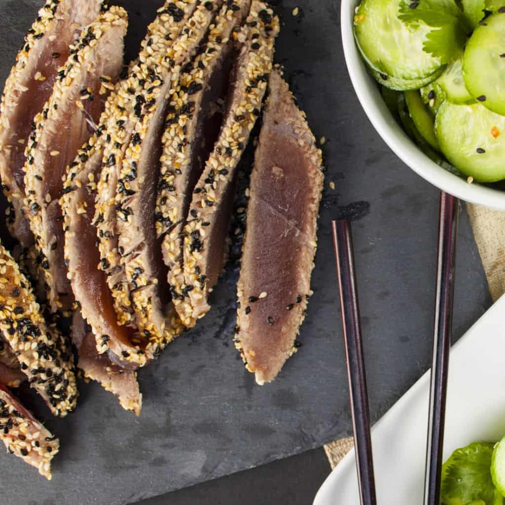 Sesame-Crusted Seared Ahi with Wasabi Crème Fraîche