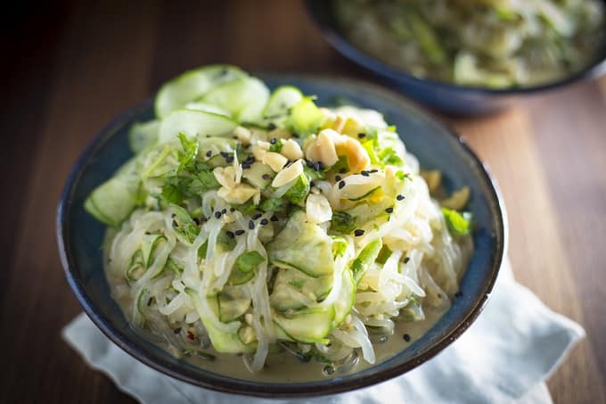 Lightened-Up Sichuan Shirataki & Cucumber Sesame Noodle Salad