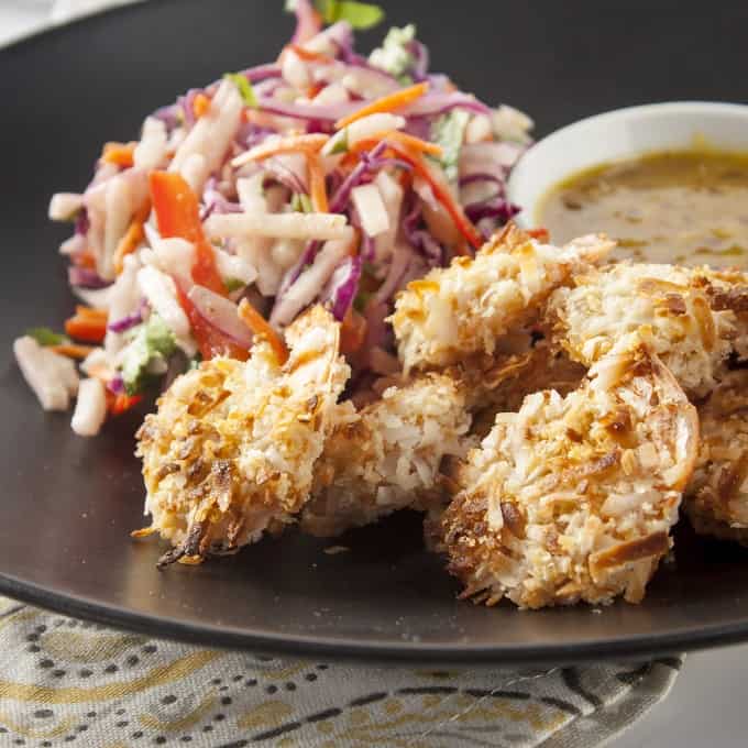 Gluten-Free Baked Coconut Shrimp with<br />Orange Dijon Dipping Sauce