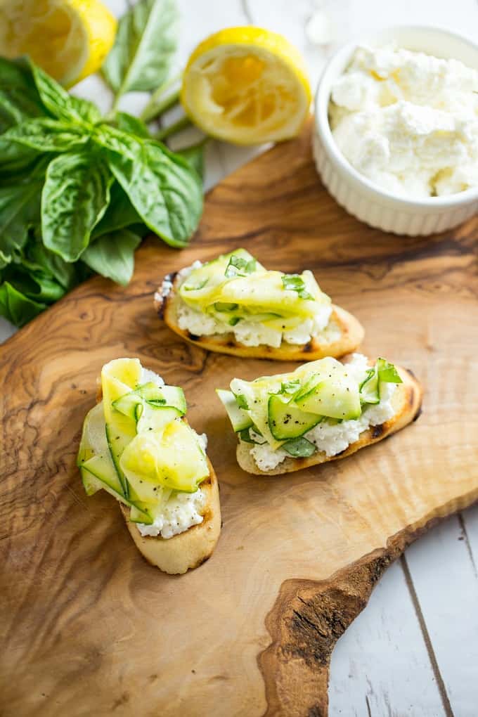 Homemade Ricotta and Summer Squash Crostini