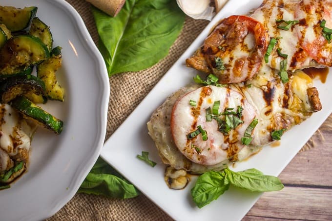 Caprese Chicken with Reduced Balsamic Drizzle