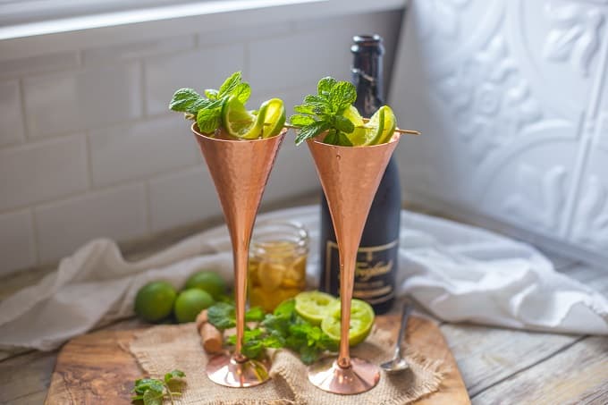 Champagne Mule with Homemade Ginger Syrup